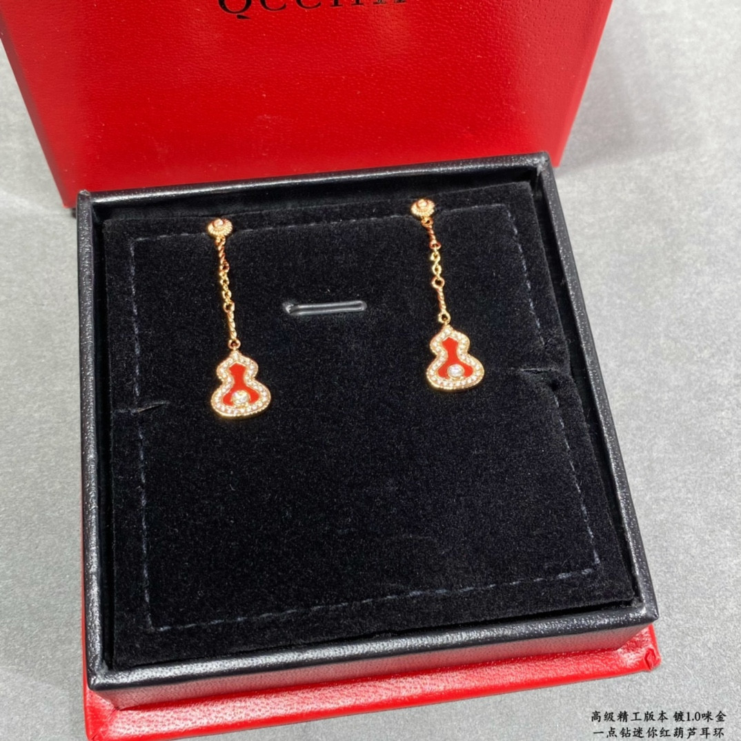 Qeelin Mini D1am0nd Red Gourd Earrings