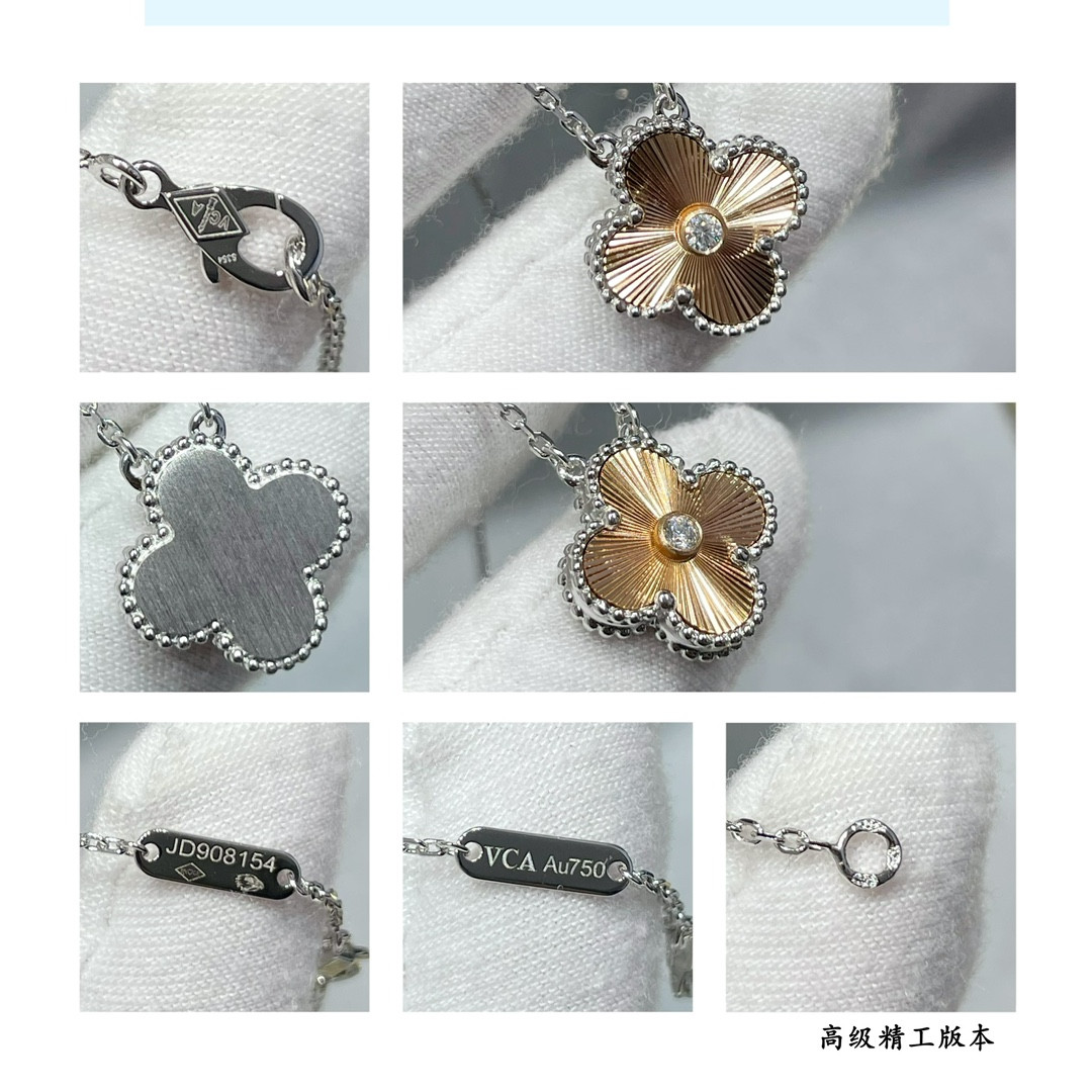 V*n Cl**f & Arpels Medium Classic Four Leaf Clover Necklace Diameter approx 1.5cm,Chain length approx 40+5cm