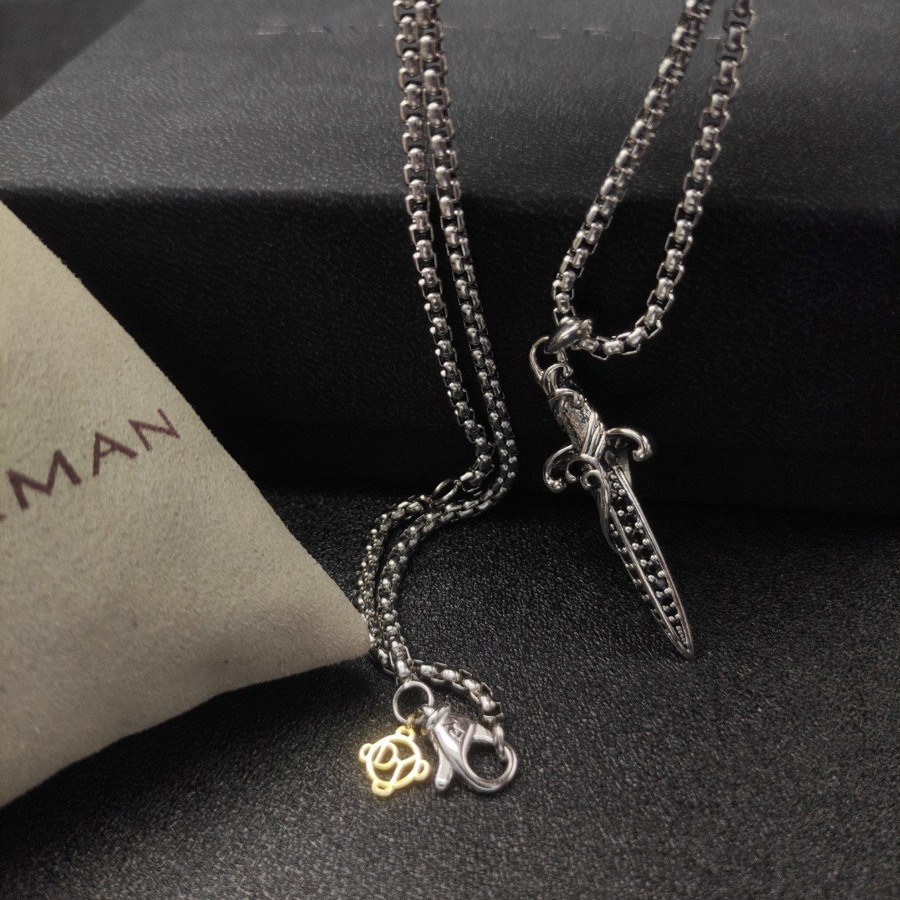 David Yurman sword Necklace(Chain length 50+5cm delay chain Chain thickness 3mm)
