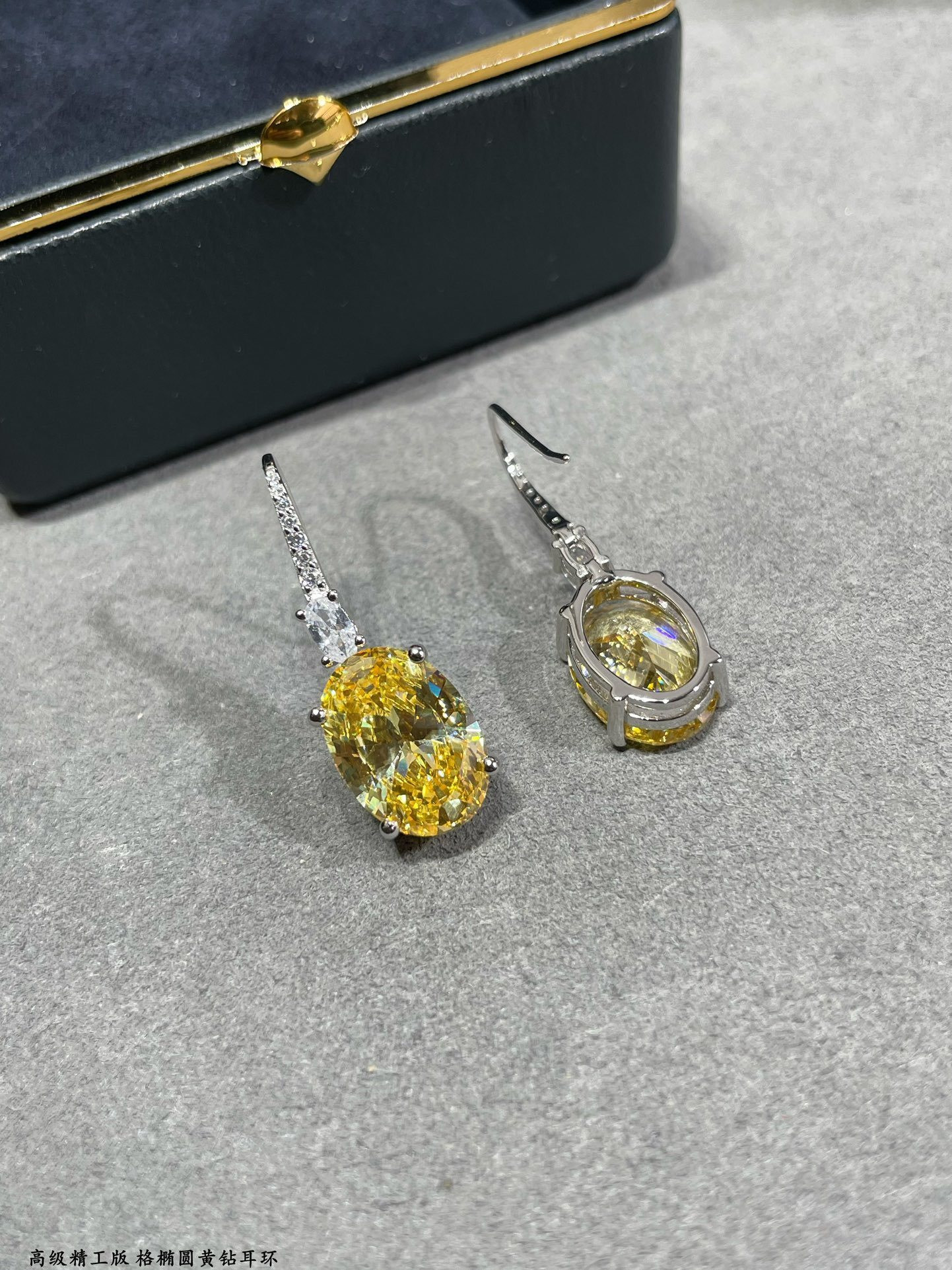 Graff Oval Yellow D1am0nd Earrings Ag925
