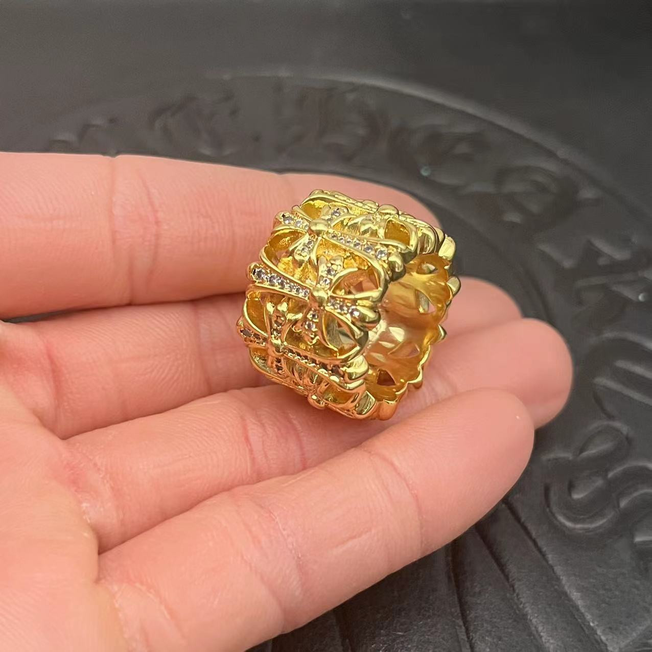 Ch*0me He**ts Cross Ring