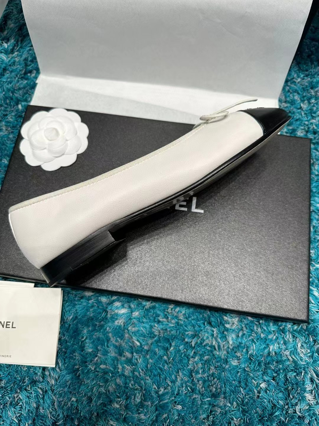 Ch**el BALLET FLATS Lambskin & Grosgrain