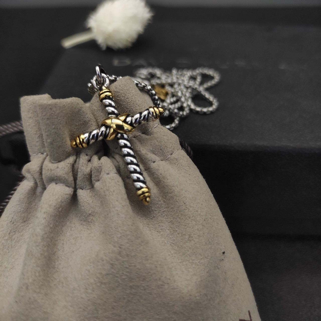 David Yurman Cross Necklace(Chain length 45+5cm delay chain Chain thickness 2mm)