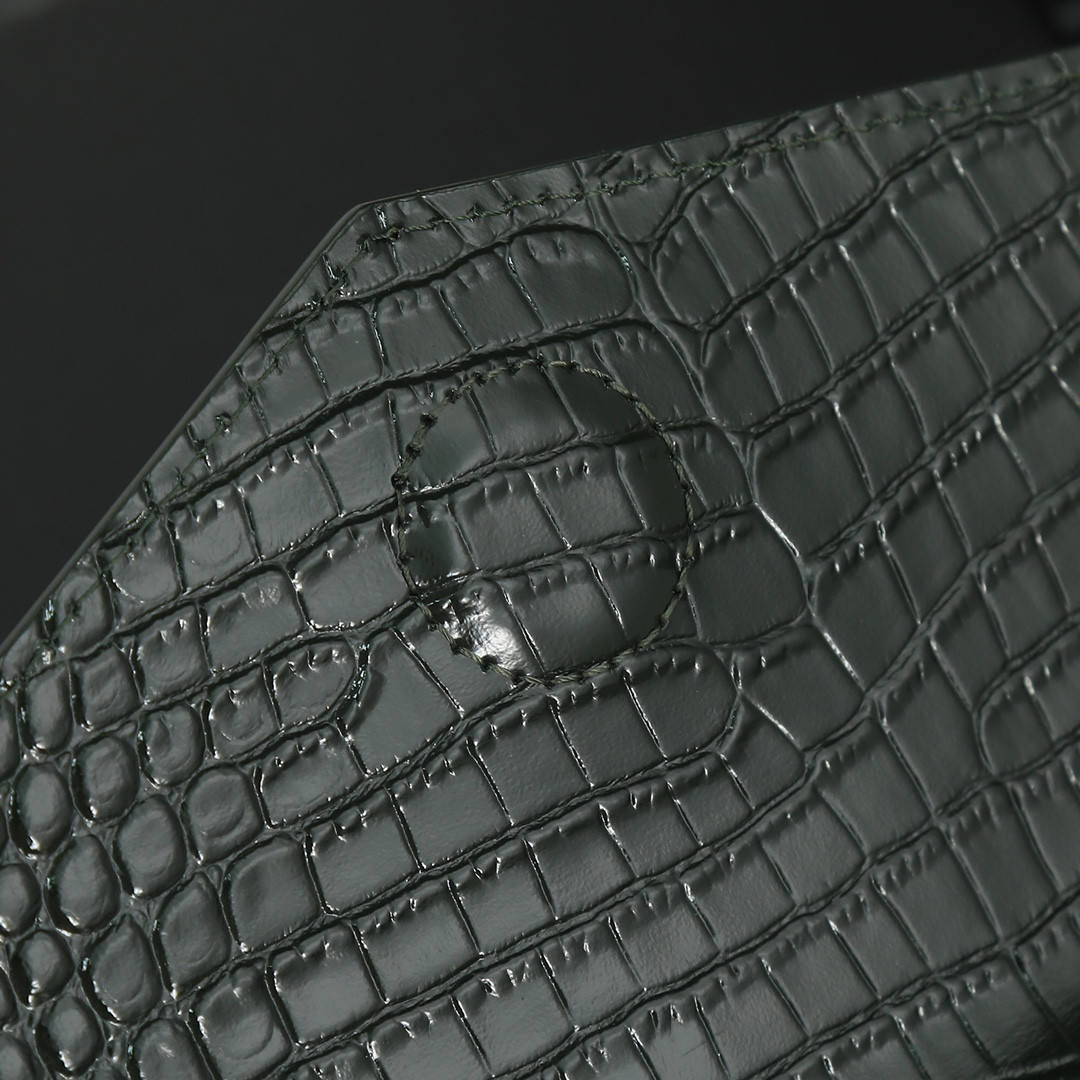 YSL UPTOWN POUCH IN CROCODILE-EMBOSSED SHINY LEATHER BLACK 10.6 X 6.2 X 0.7 INCHES