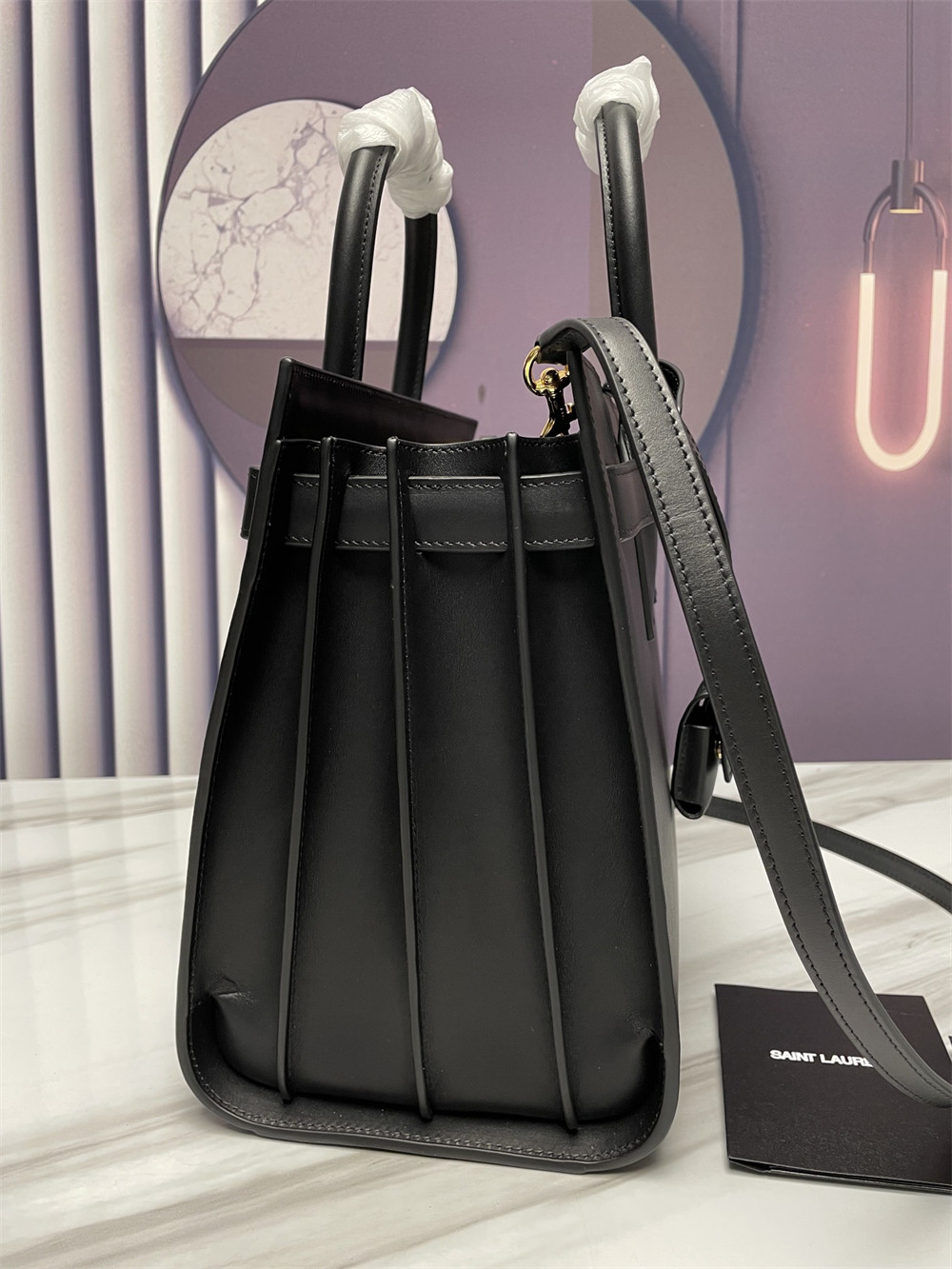 Y51 SAC DE JOUR SMALL IN SHINY LEATHER BLACK