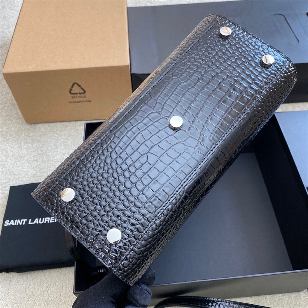 Y51 SAC DE JOUR BABY IN CROCODILE EMBOSSED LEATHER BLACK