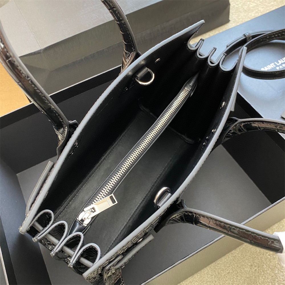 Y51 SAC DE JOUR BABY IN CROCODILE EMBOSSED LEATHER BLACK