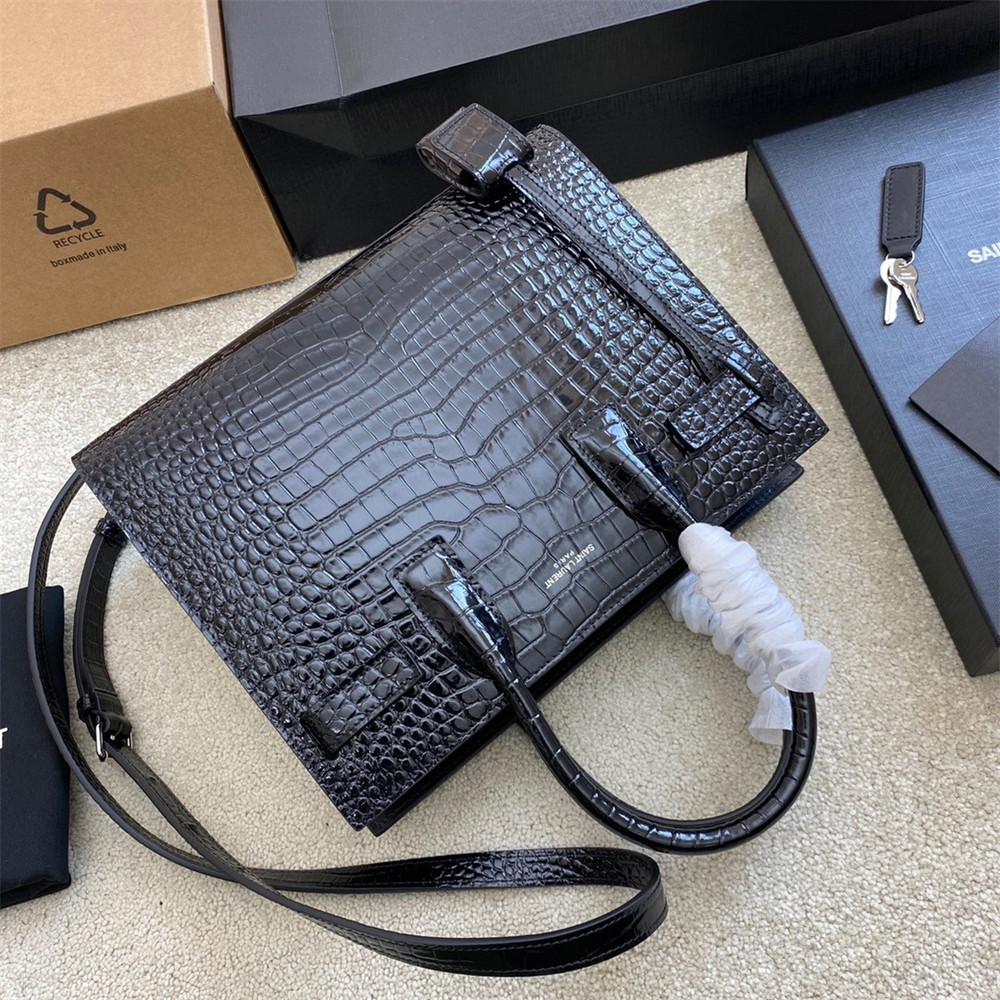 Y51 SAC DE JOUR BABY IN CROCODILE EMBOSSED LEATHER BLACK