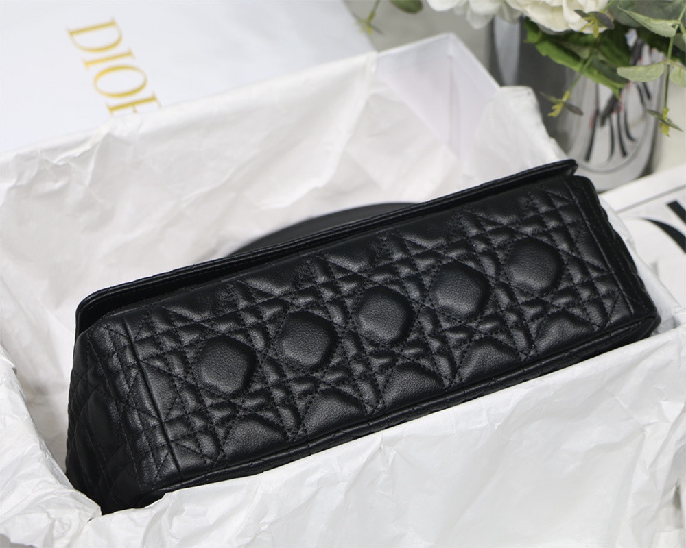 LARGE D10r CARO BAG Black S*pple Cannage Calfskin 29 x 18 x 10 cm