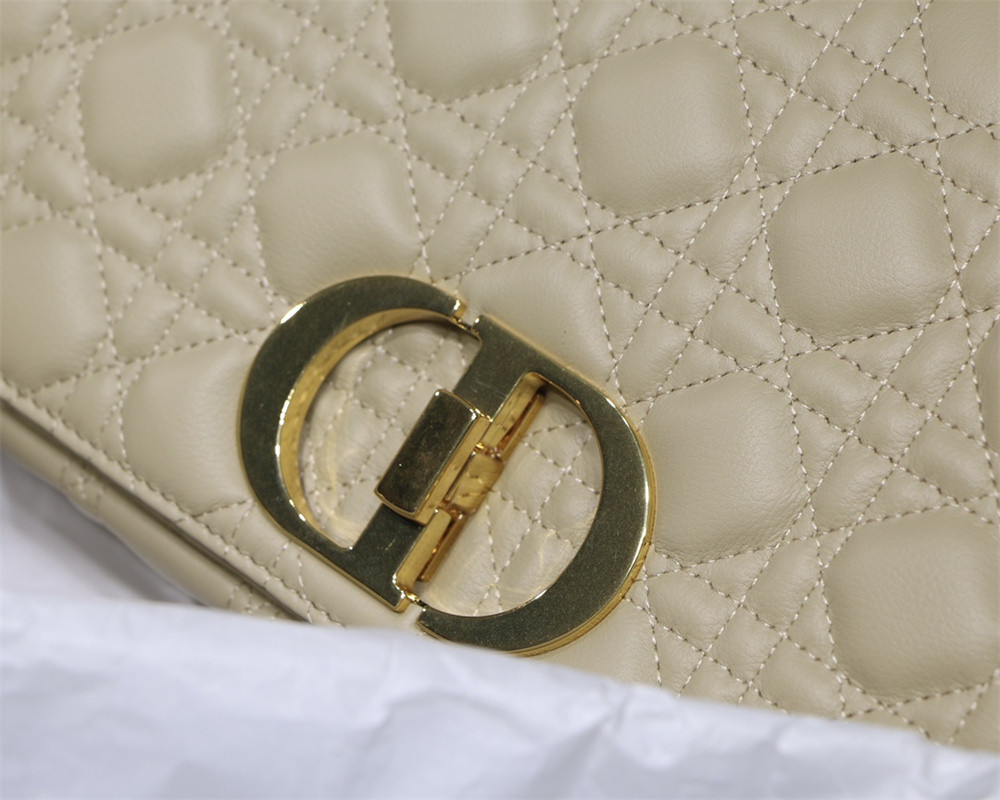 LARGE D10r CARO BAG Beige S*pple Cannage Calfskin 29 x 18 x 10 cm