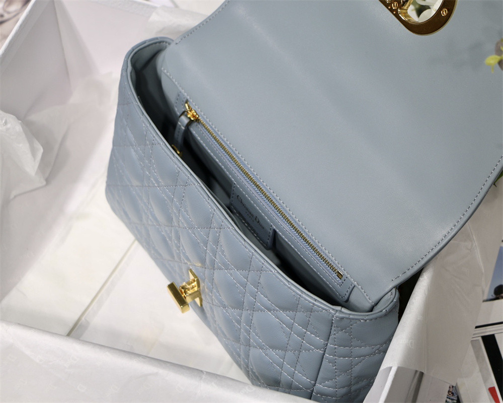 MEDIUM D10r CARO BAG Cloud Blue S*pple Cannage Calfskin 25.5 x 15.5 x 8 cm