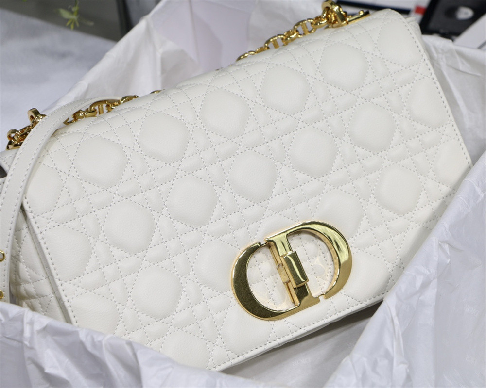 SMALL D10r CARO BAG Ivory S*pple Cannage Calfskin 20 x 12 x 7 cm