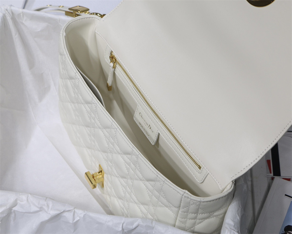 MEDIUM D10r CARO BAG Ivory S*pple Cannage Calfskin 25.5 x 15.5 x 8 cm