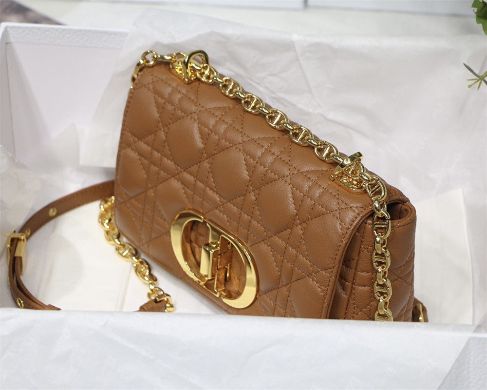 SMALL D10r CARO BAG Caramel S*pple Cannage Calfskin 20 x 12 x 7 cm