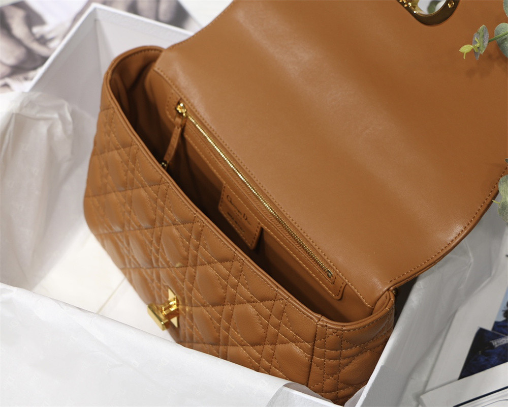 MEDIUM D10r CARO BAG Caramel S*pple Cannage Calfskin 25.5 x 15.5 x 8 cm
