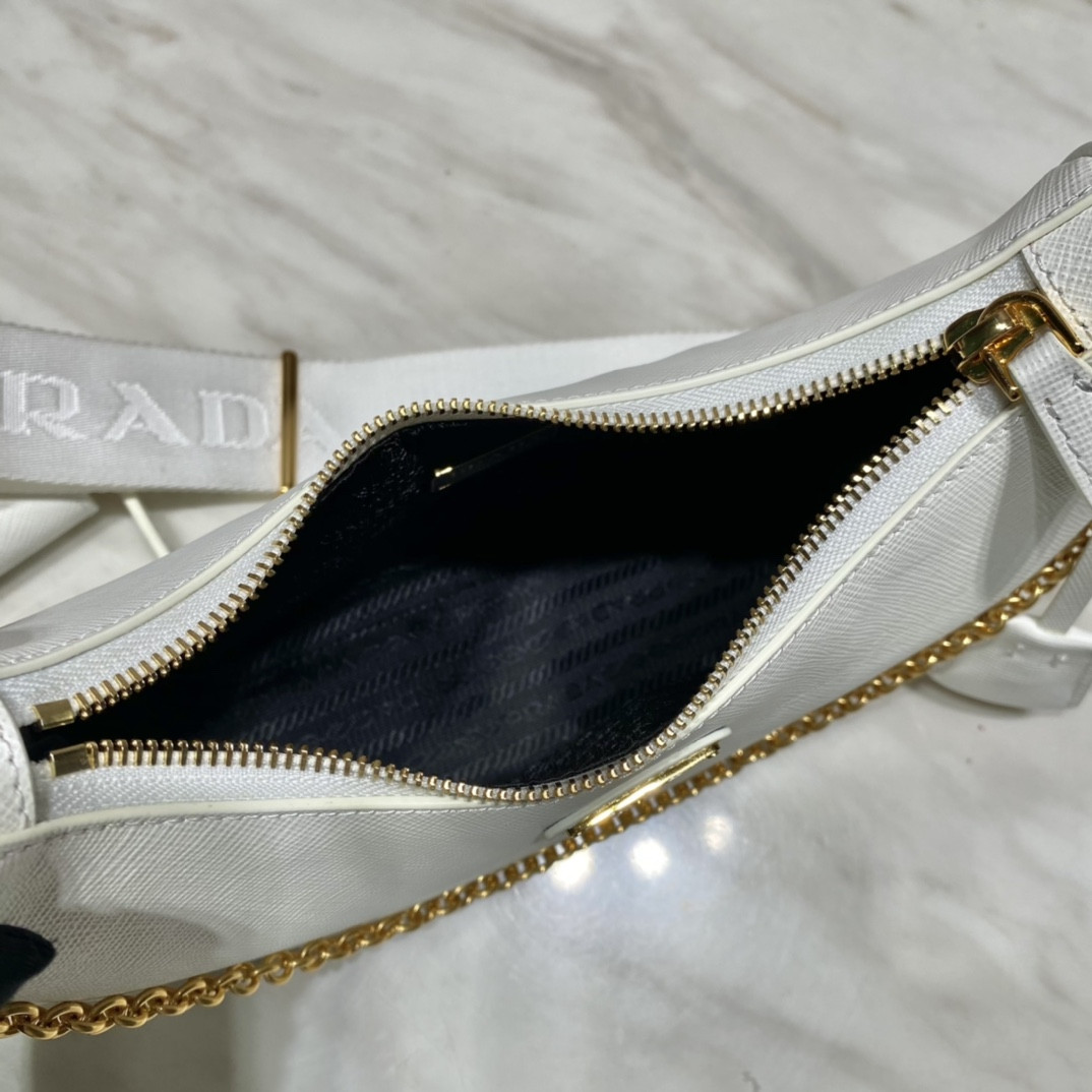Pra*a Re-Edition 2005 Saffiano leather bag White