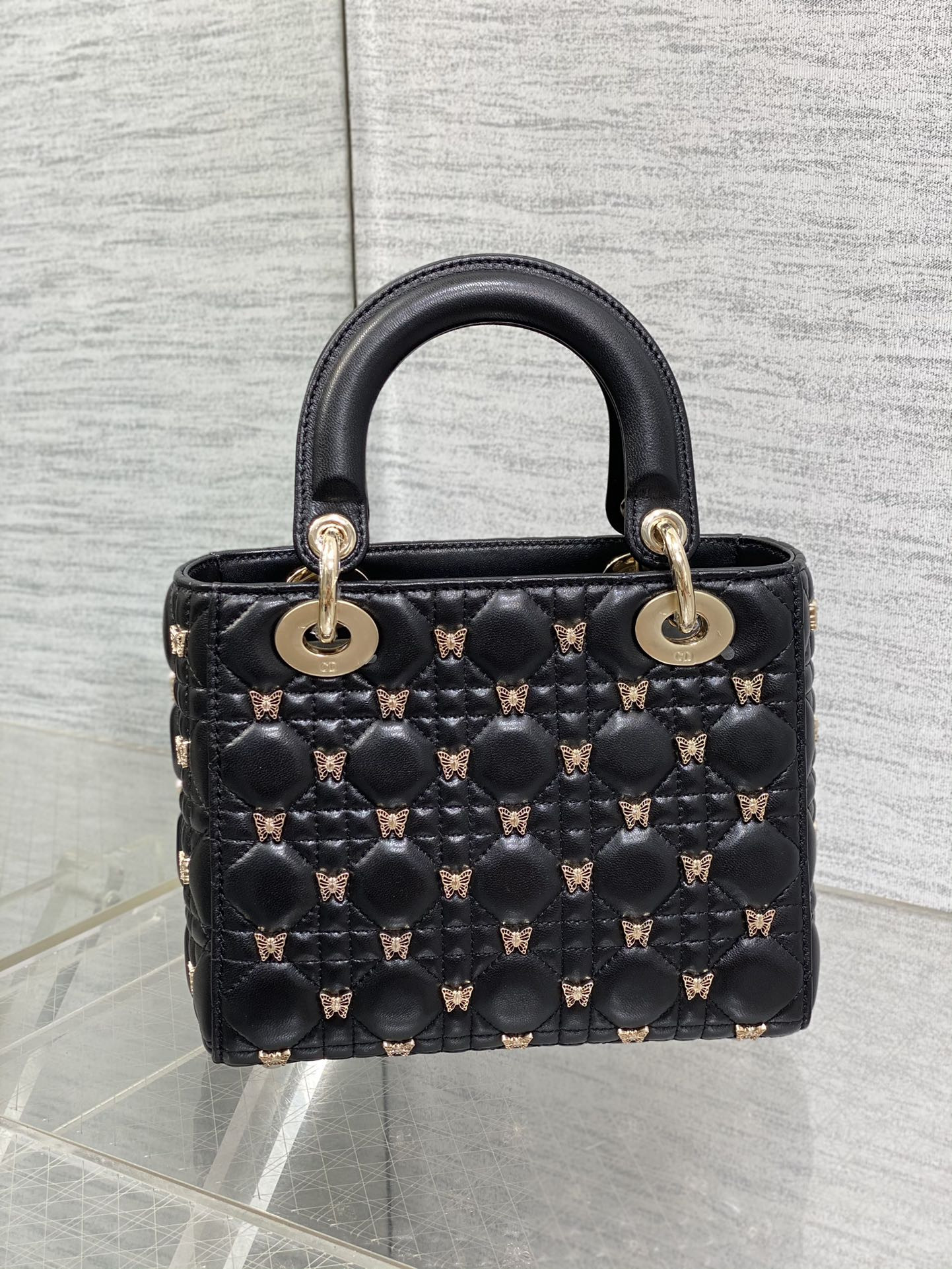 SMALL LADY D10r Black with Butterfly Studs