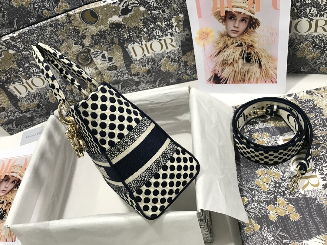 MEDIUM D10r LADY D-LITE BAG polka dots  24 x 20 x 11 cm