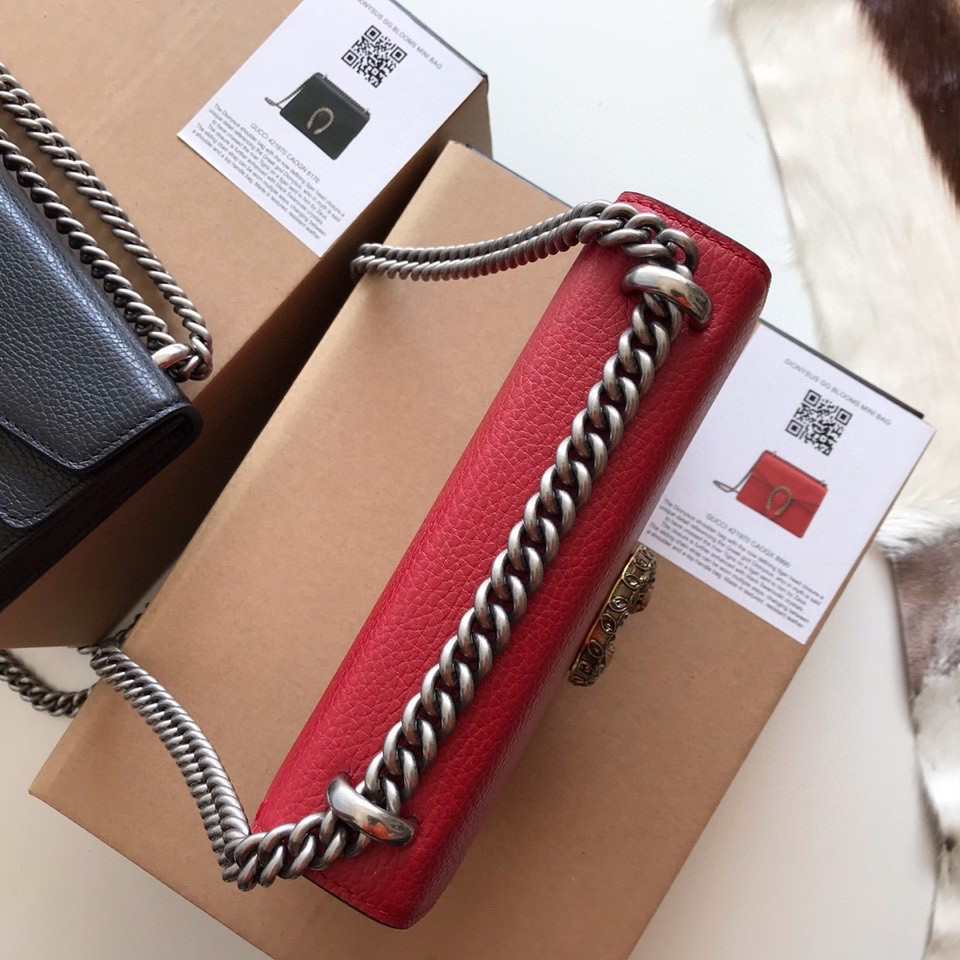 Gvc*1 DIONYSUS LEATHER MINI BAG RED 7.5"Wx6"Hx2"D