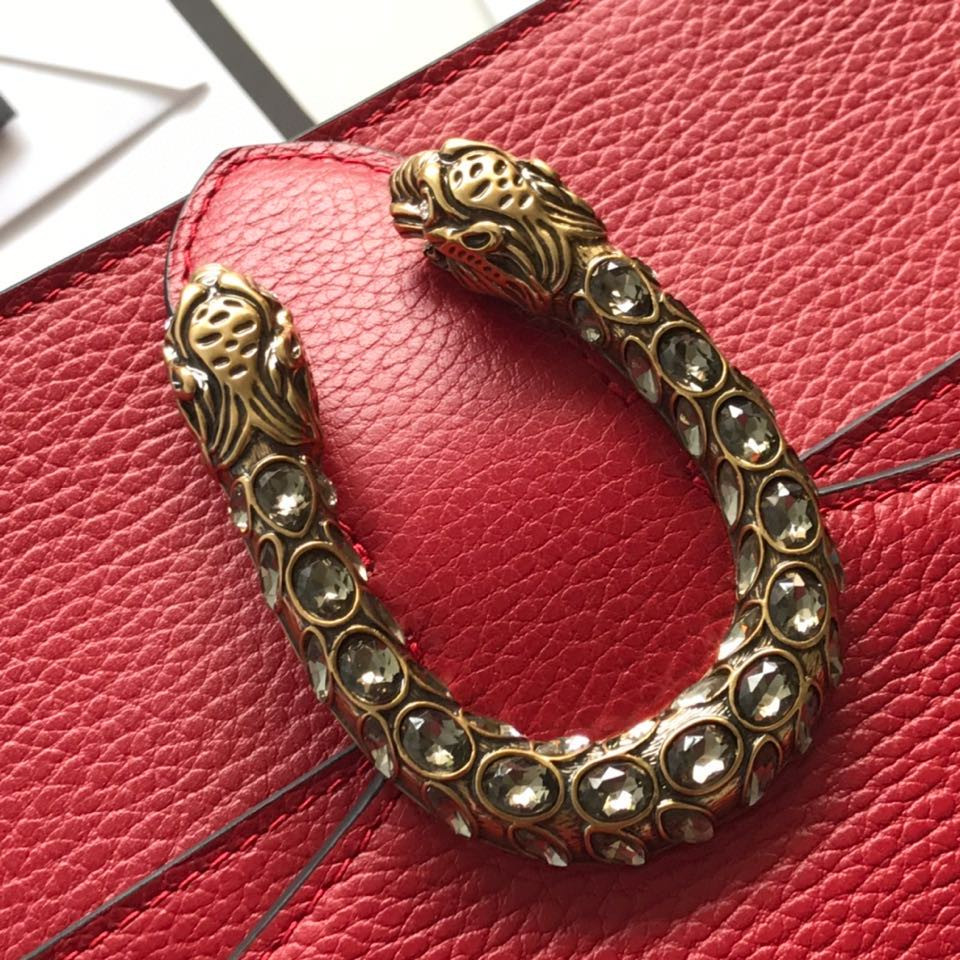 Gvc*1 DIONYSUS LEATHER SMALL RECTANGULAR BAG RED 28x17x9cm