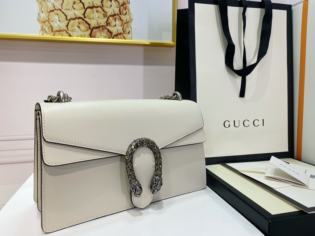 Gvc*1 DIONYSUS SMALL LEATHER SHOULDER BAG WHITE 11"Wx7"Hx3.5"D