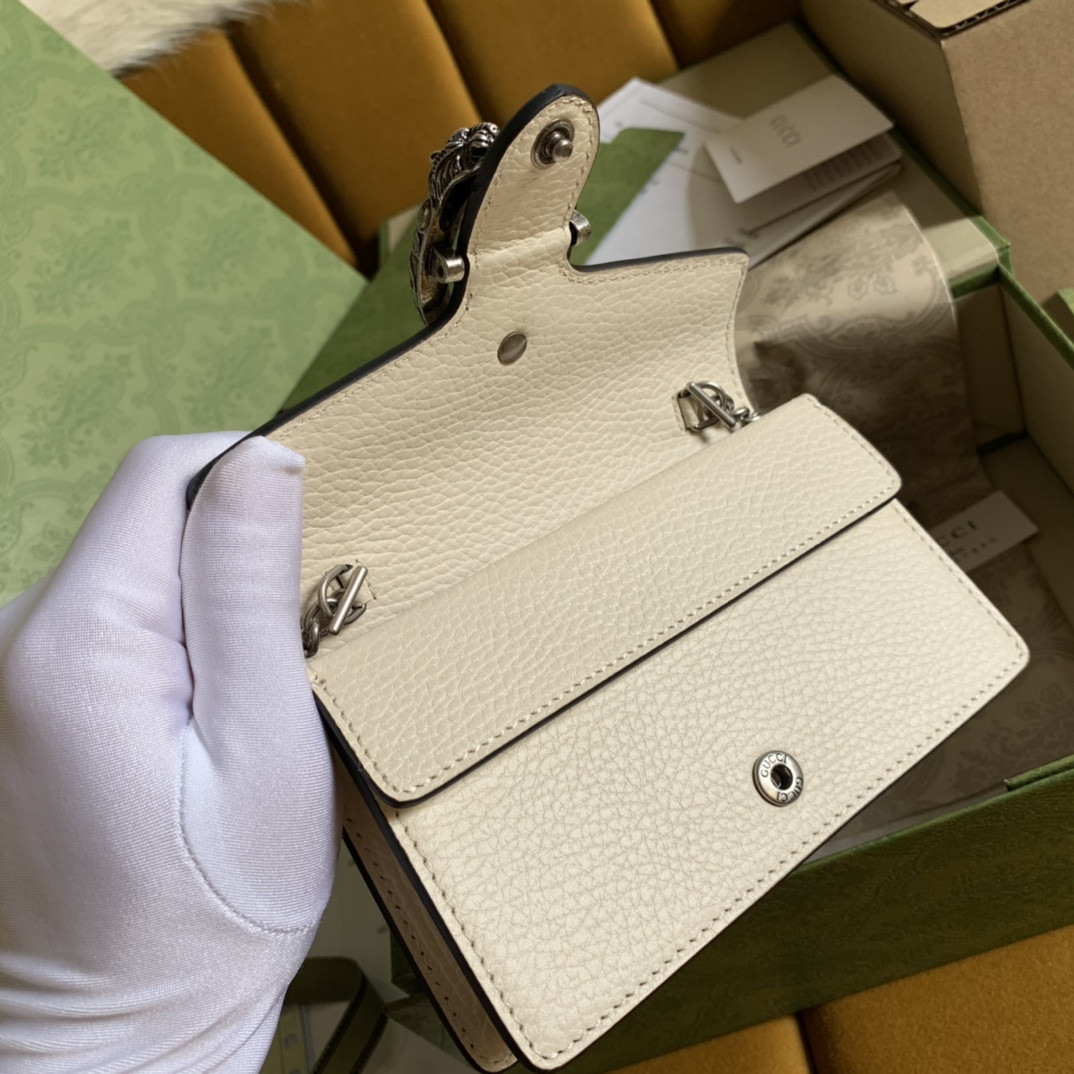 Gvc*1 DIONYSUS LEATHER S*pER MINI BAG WHITE 6.5"Wx3.9"Hx1.6"D