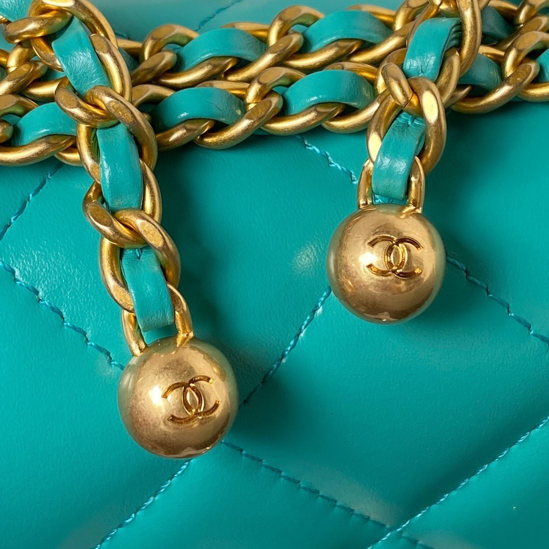 Ch**el MINI FLAP BAG BLUE 12×19×8cm