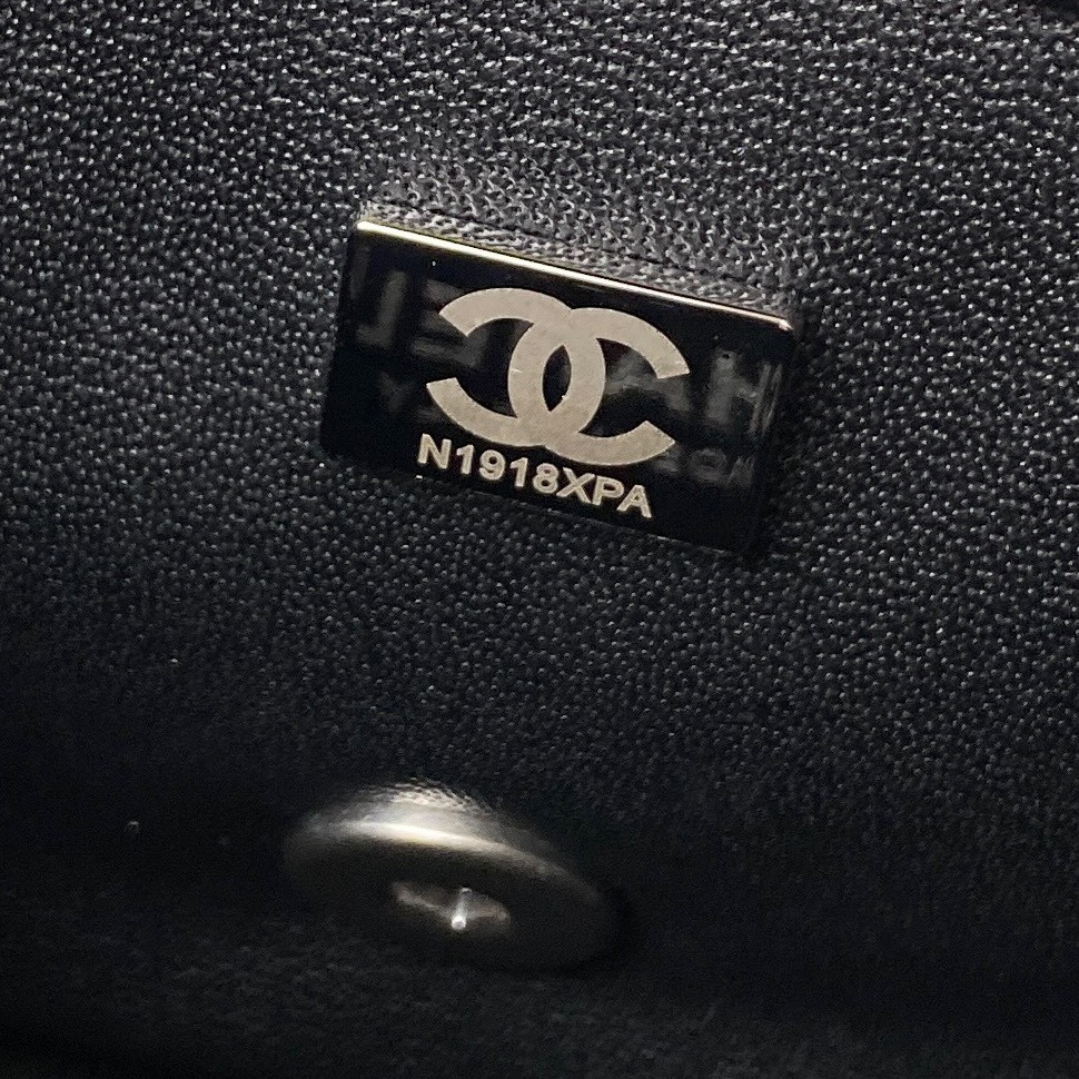 Ch**el MINI FLAP BAG SHINY CALFSKIN & SILVER-Tone METAL BLACK 5.3 × 6.6 × 3.1 in