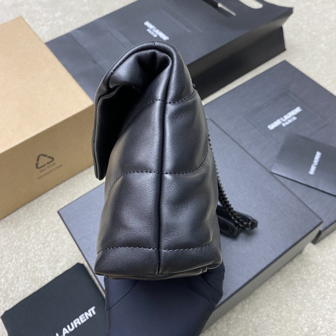 Y51 PUFFER IN LEATHER BLACK SILVER 23 X 15.5 X 5.8 CM