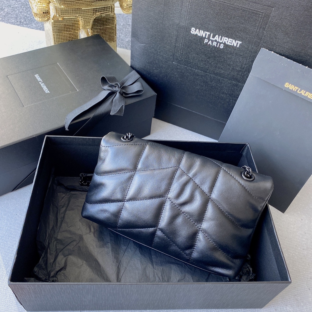 Y51 PUFFER IN LEATHER NAVY 23 X 15.5 X 5.8 CM