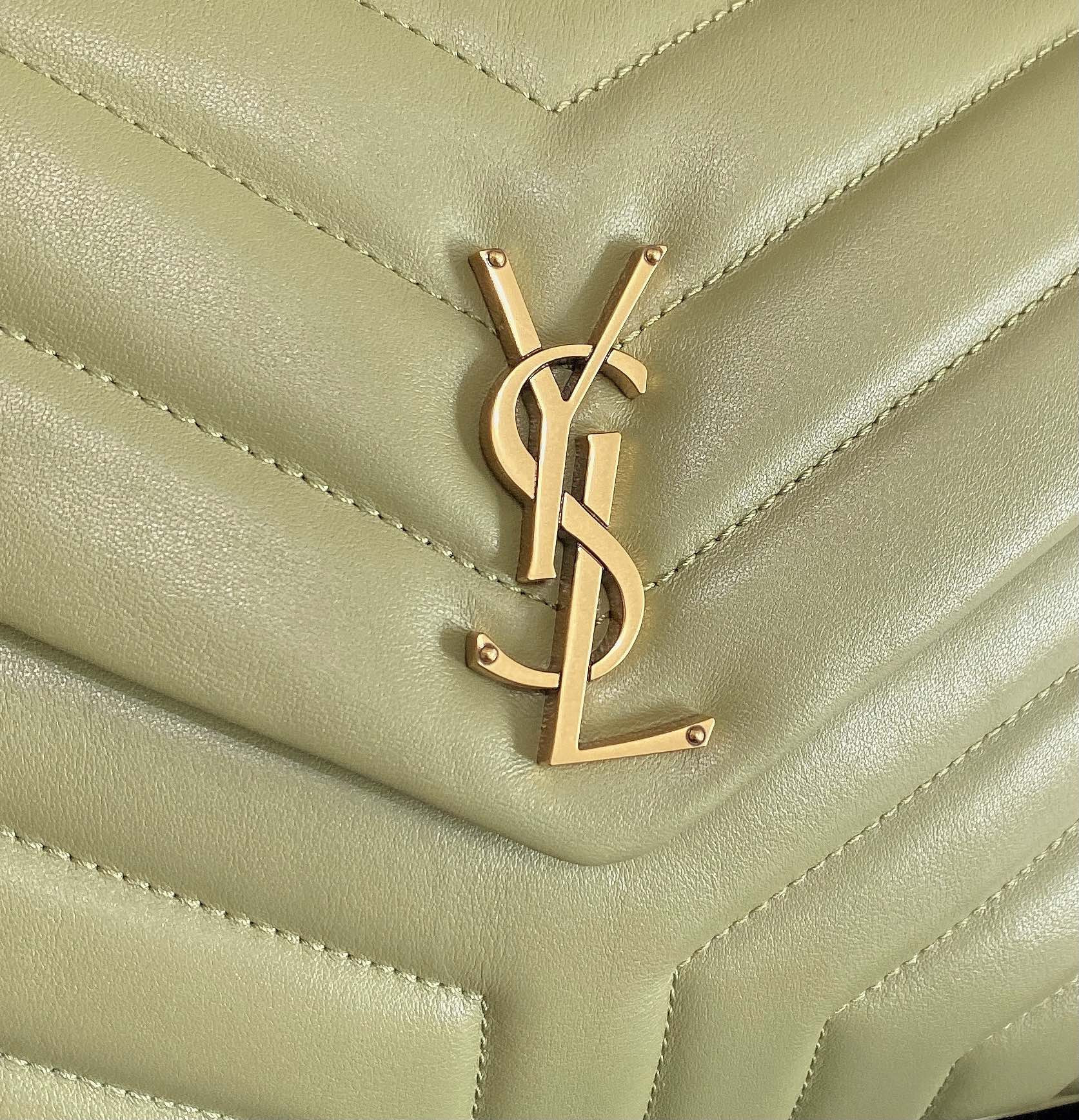 Y51 LOULOU SMALL IN QUILTED LEATHER GREEN 9 X 6.1 X 3.3 INCHES