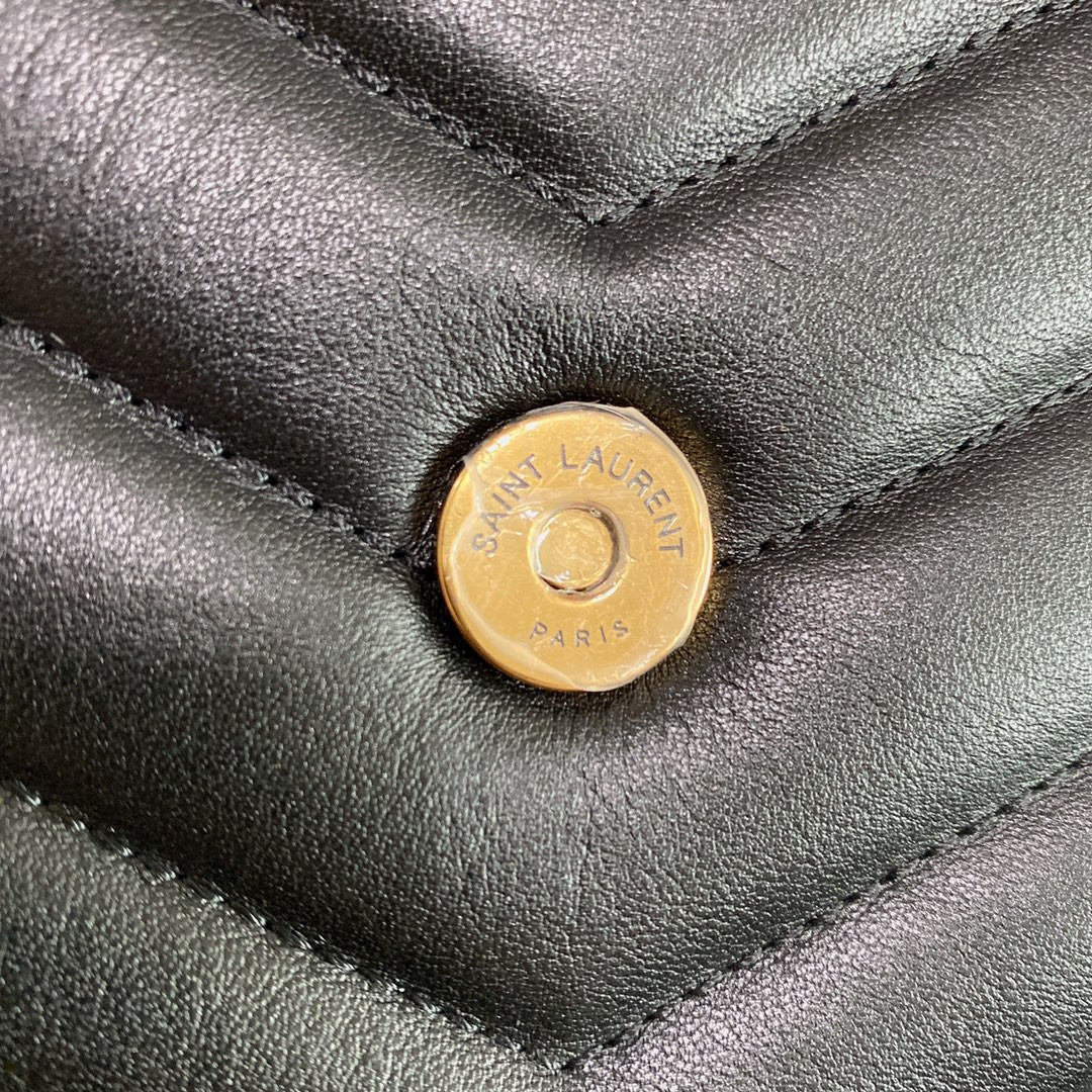 Y51 LOULOU SMALL IN QUILTED LEATHER BLACK GOLD 9 X 6.1 X 3.3 INCHES