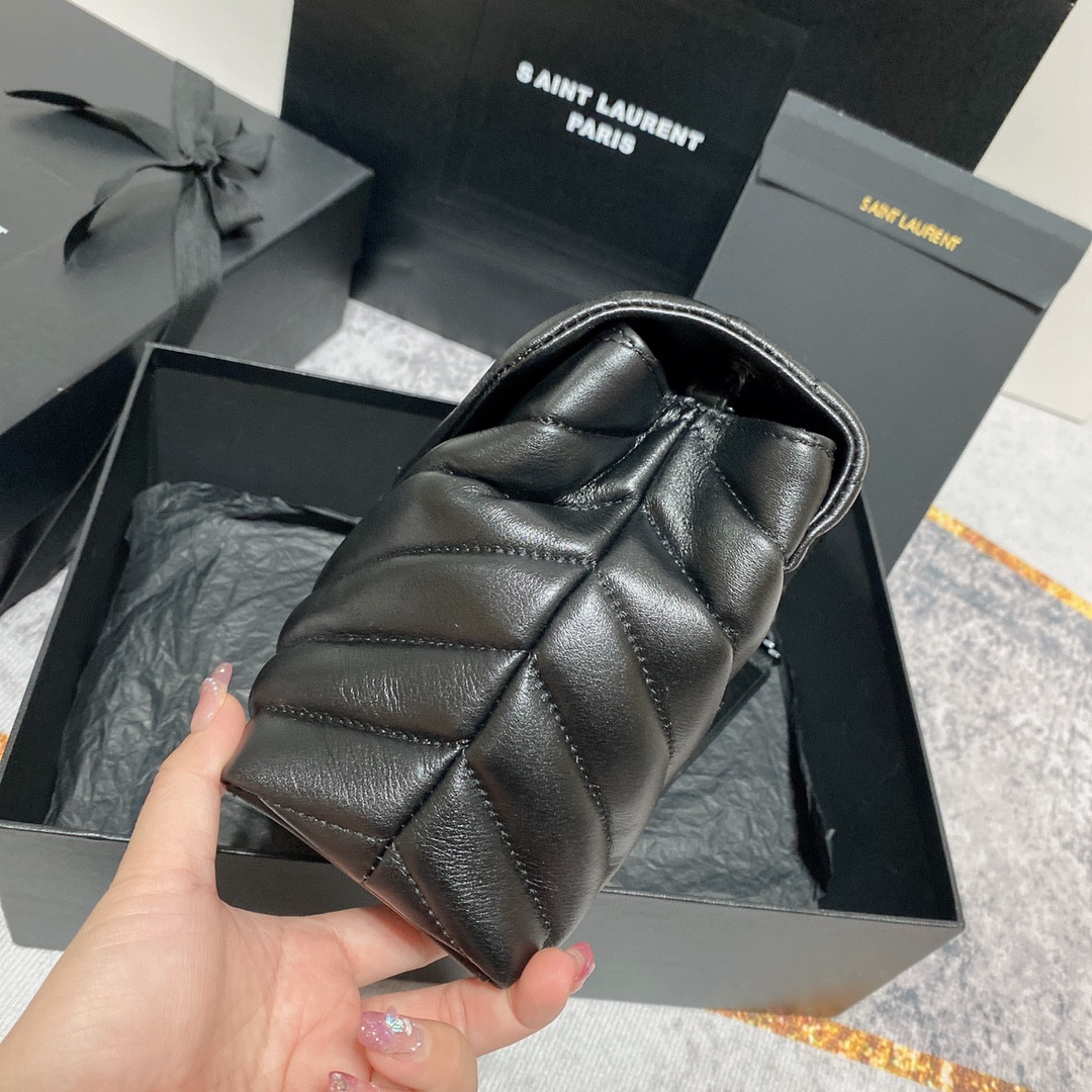 Y51 LOULOU SMALL IN QUILTED LEATHER BLACK 9 X 6.1 X 3.3 INCHES