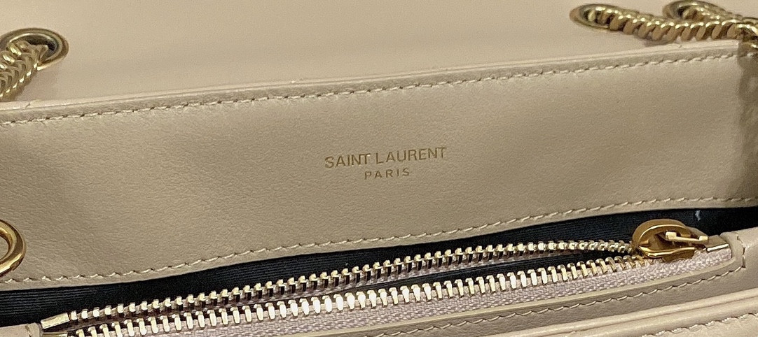 Y51 LOULOU SMALL IN QUILTED LEATHER light beige 9 X 6.1 X 3.3 INCHES