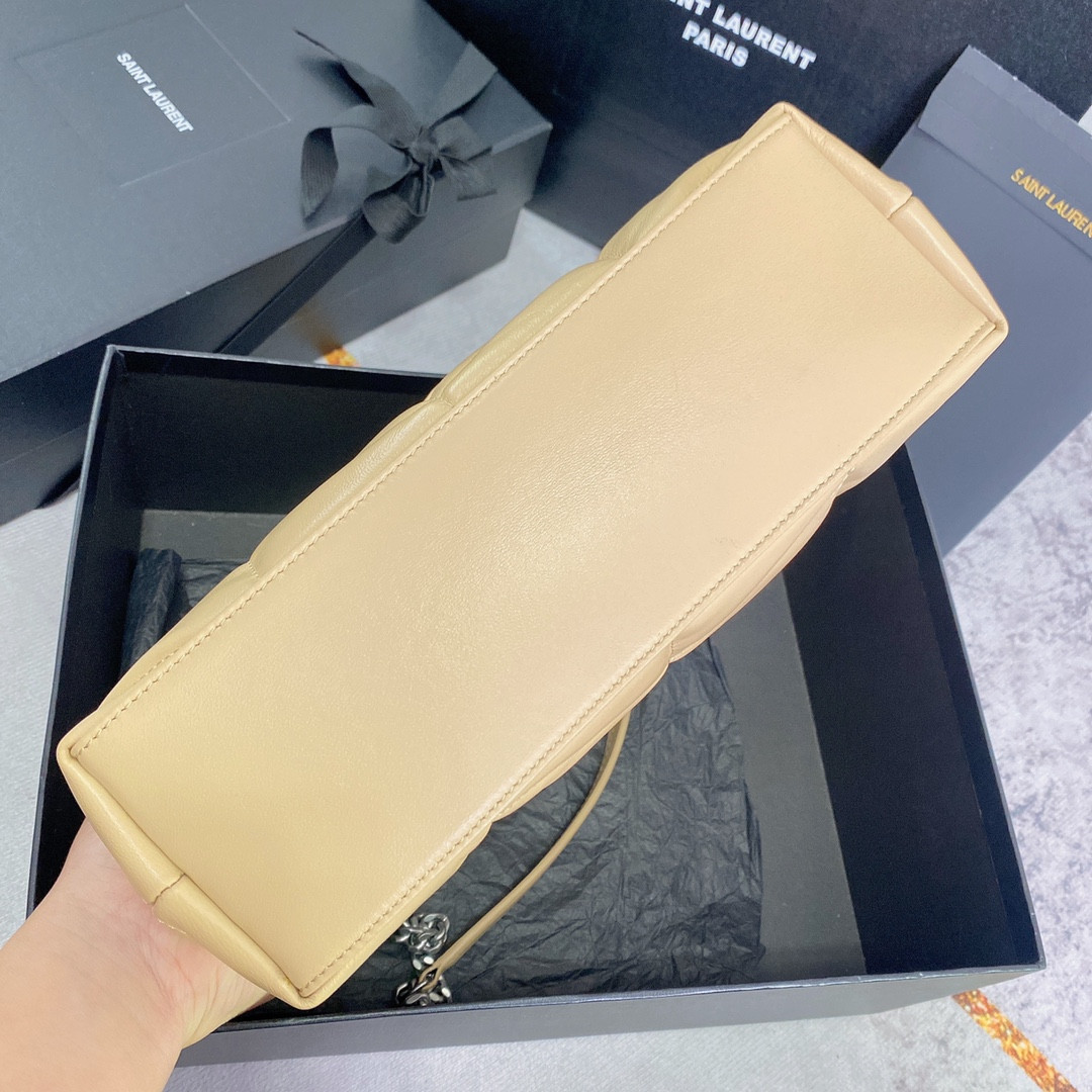 Y51 PUFFER SMALL IN NAPPA LEATHER BEIGE SILVER 11.4 X 6.6 X 4.3 INCHES