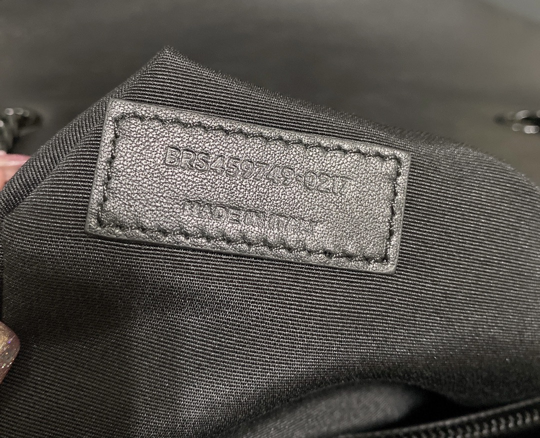 Y51 LOULOU MEDIUM IN QUILTED LEATHER ALL BLACK 12.5 X 8.6 X 3.5 INCHES