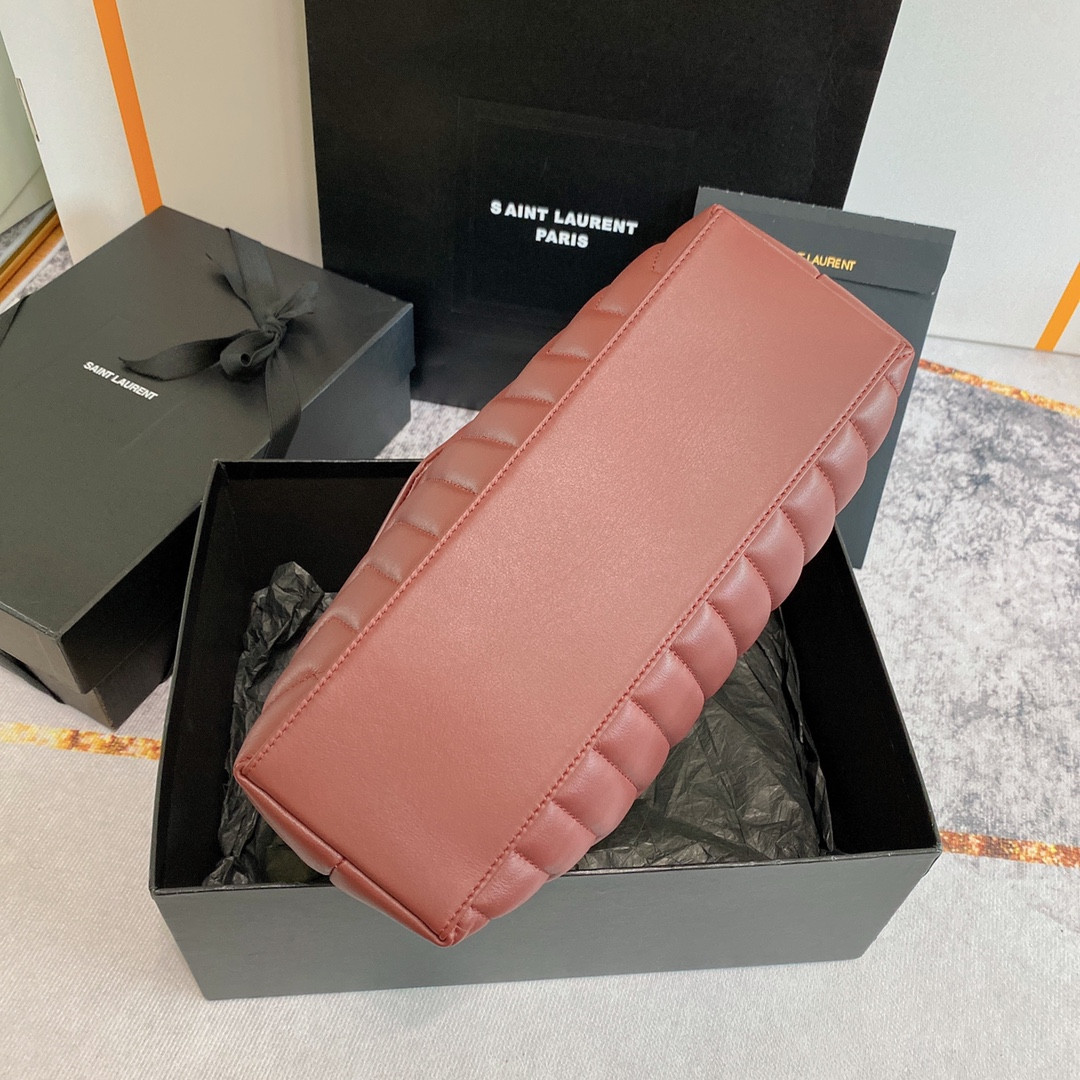 Y51 LOULOU MEDIUM IN QUILTED LEATHER LIGHT RED 12.5 X 8.6 X 3.5 INCHES