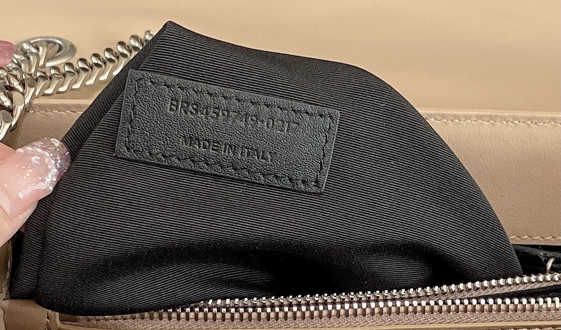 Y51 LOULOU MEDIUM IN QUILTED LEATHER DARK BEIGE SILVER 12.5 X 8.6 X 3.5 INCHES