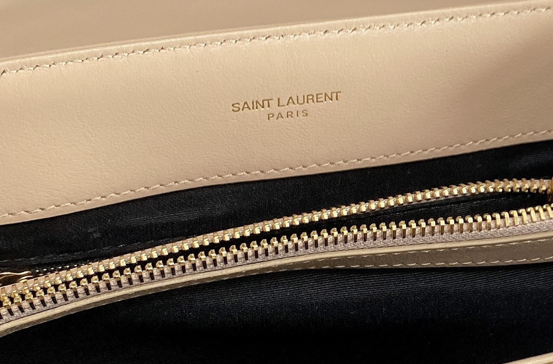 Y51 LOULOU MEDIUM IN QUILTED LEATHER DARK BEIGE 12.5 X 8.6 X 3.5 INCHES