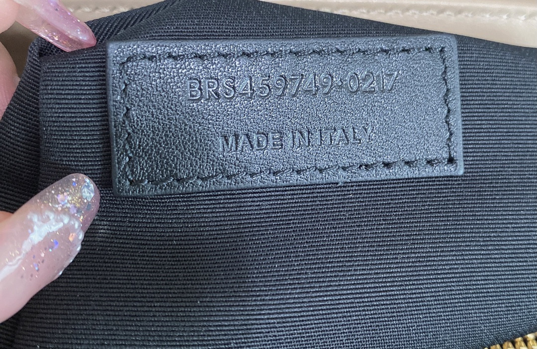 Y51 LOULOU MEDIUM IN QUILTED LEATHER DARK BEIGE 12.5 X 8.6 X 3.5 INCHES