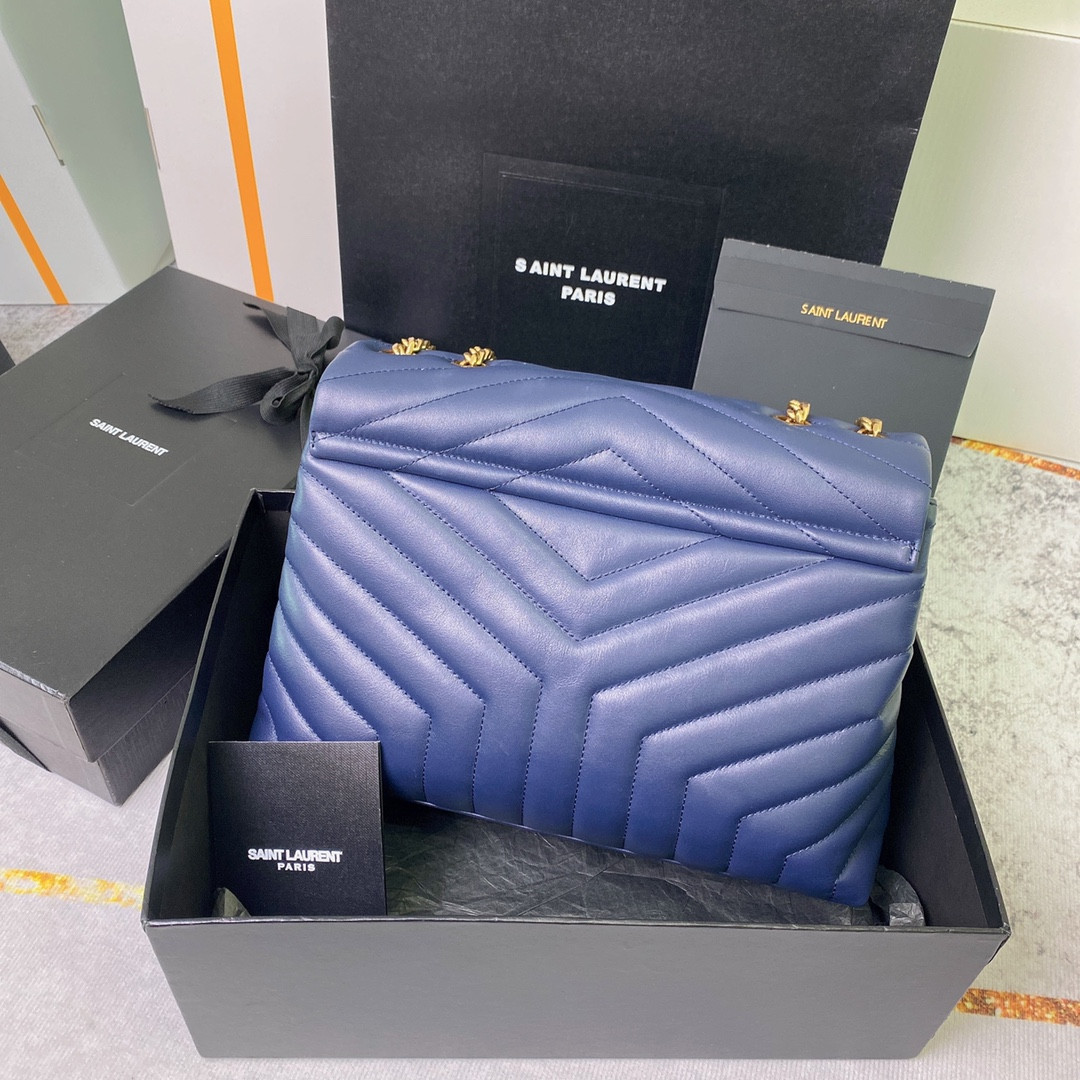 Y51 LOULOU MEDIUM IN QUILTED LEATHER PURPLE 12.5 X 8.6 X 3.5 INCHES