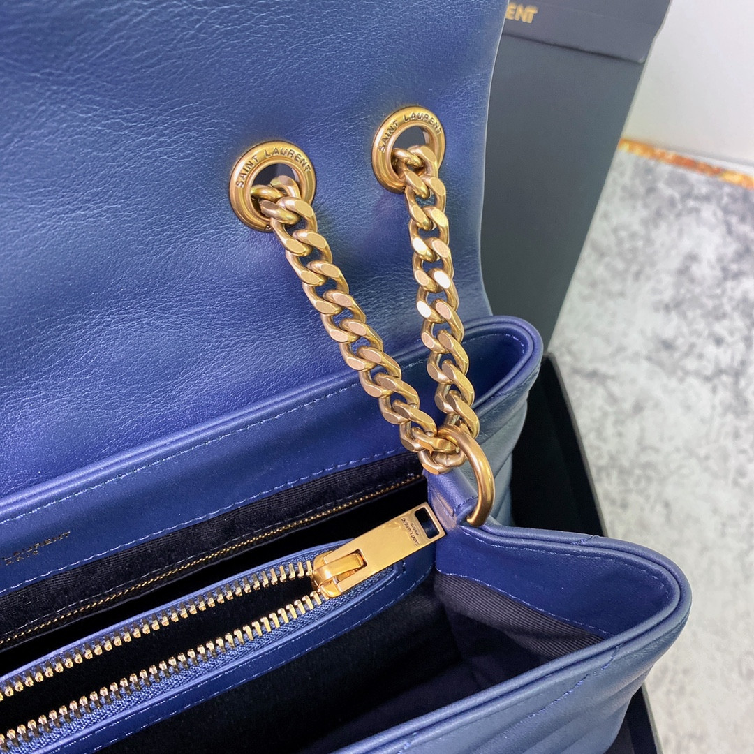 Y51 LOULOU MEDIUM IN QUILTED LEATHER PURPLE 12.5 X 8.6 X 3.5 INCHES