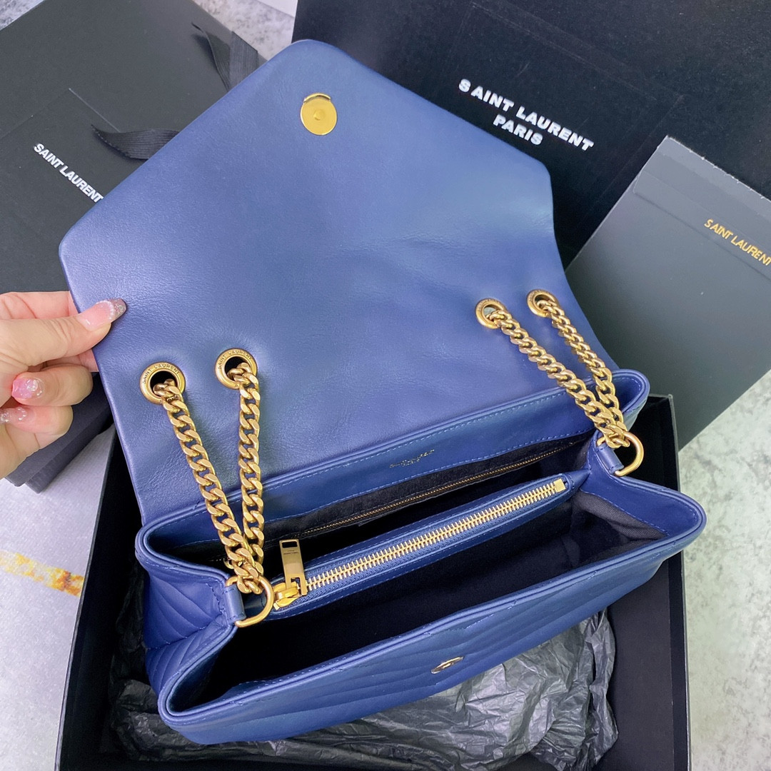 Y51 LOULOU MEDIUM IN QUILTED LEATHER PURPLE 12.5 X 8.6 X 3.5 INCHES