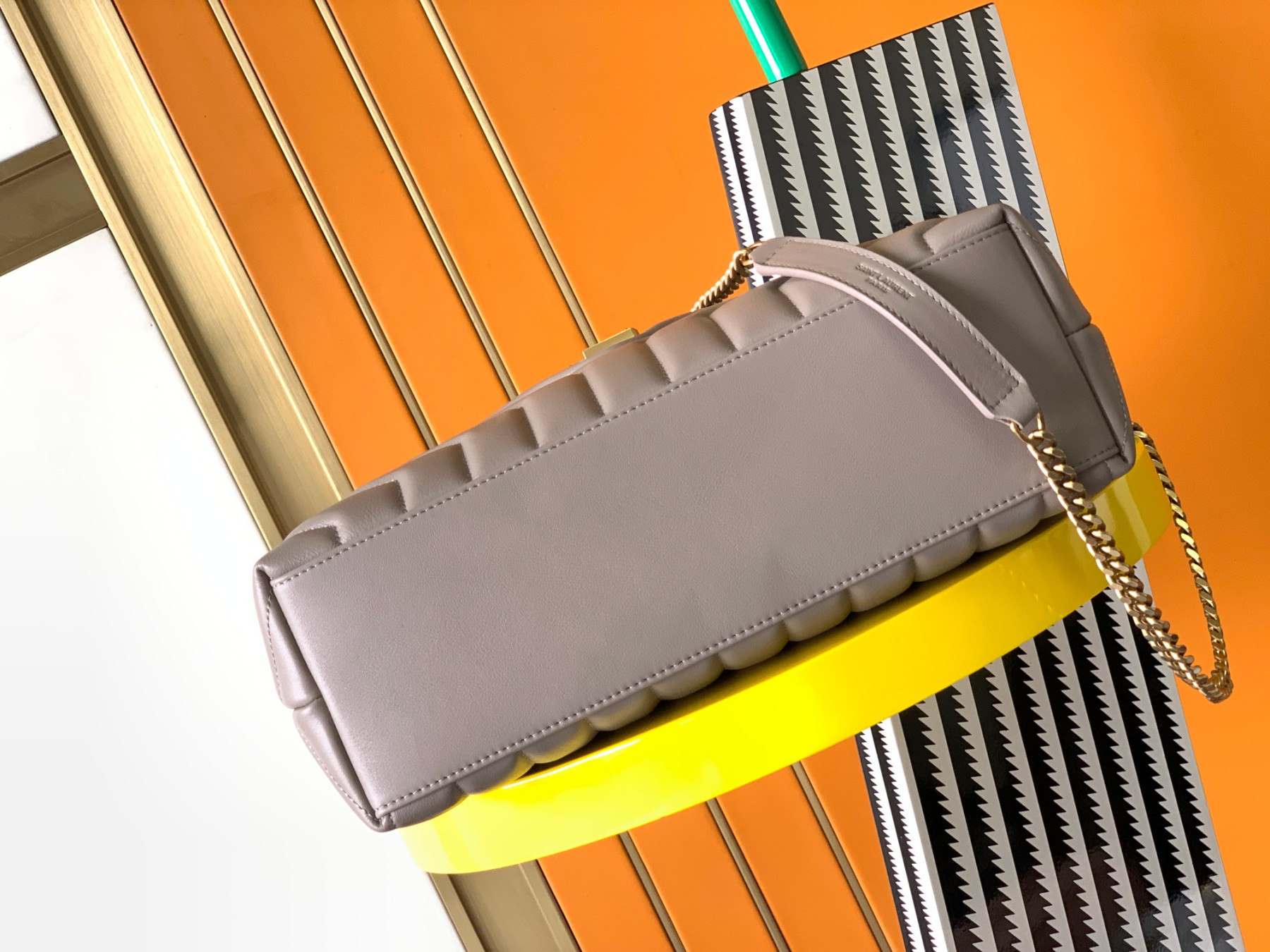 Y51 LOULOU MEDIUM IN QUILTED LEATHER GRAY 12.5 X 8.6 X 3.5 INCHES