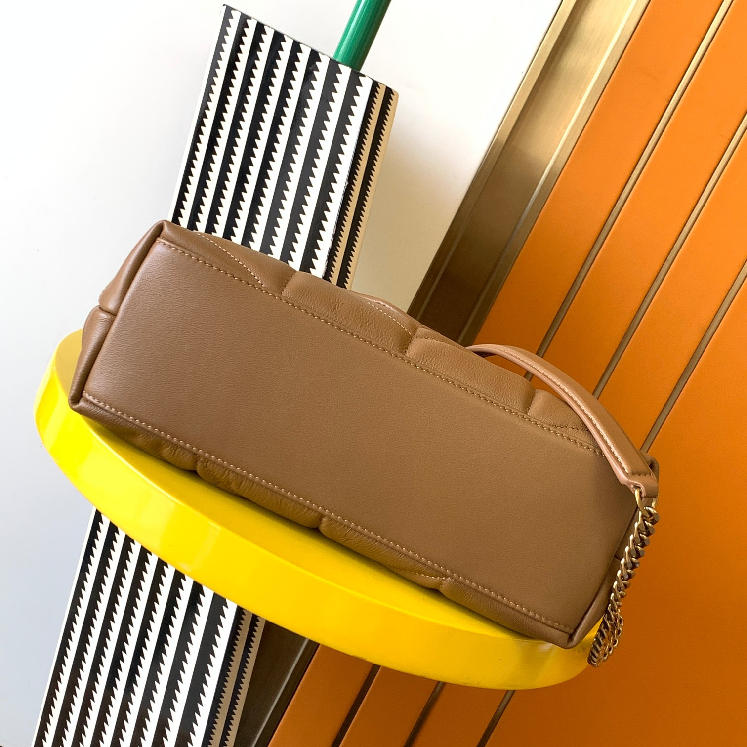 Y51 PUFFER SMALL IN NAPPA LEATHER BROWN 11.4 X 6.6 X 4.3 INCHES