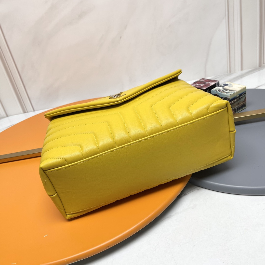 Y51 LOULOU MEDIUM IN QUILTED LEATHER YELLOW 12.5 X 8.6 X 3.5 INCHES