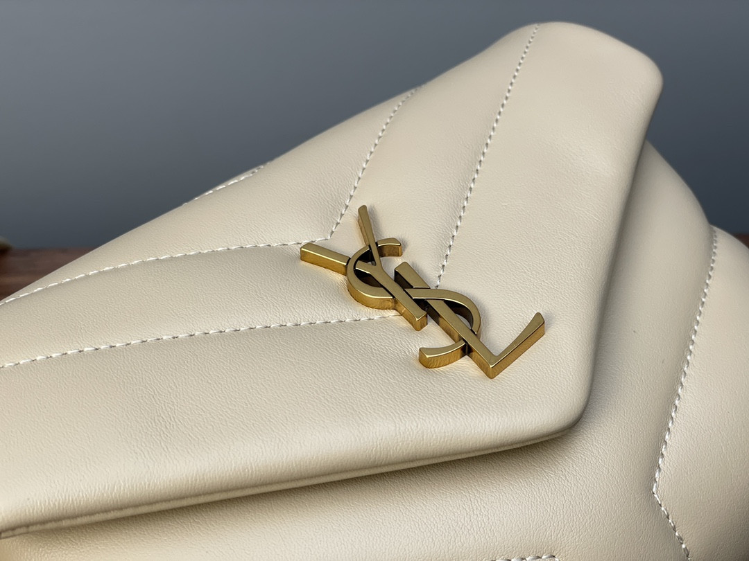 Y51 TOY LOULOU IN QUILTED LEATHER DARK BEIGE 7.9 X 5.5 X 3 INCHES