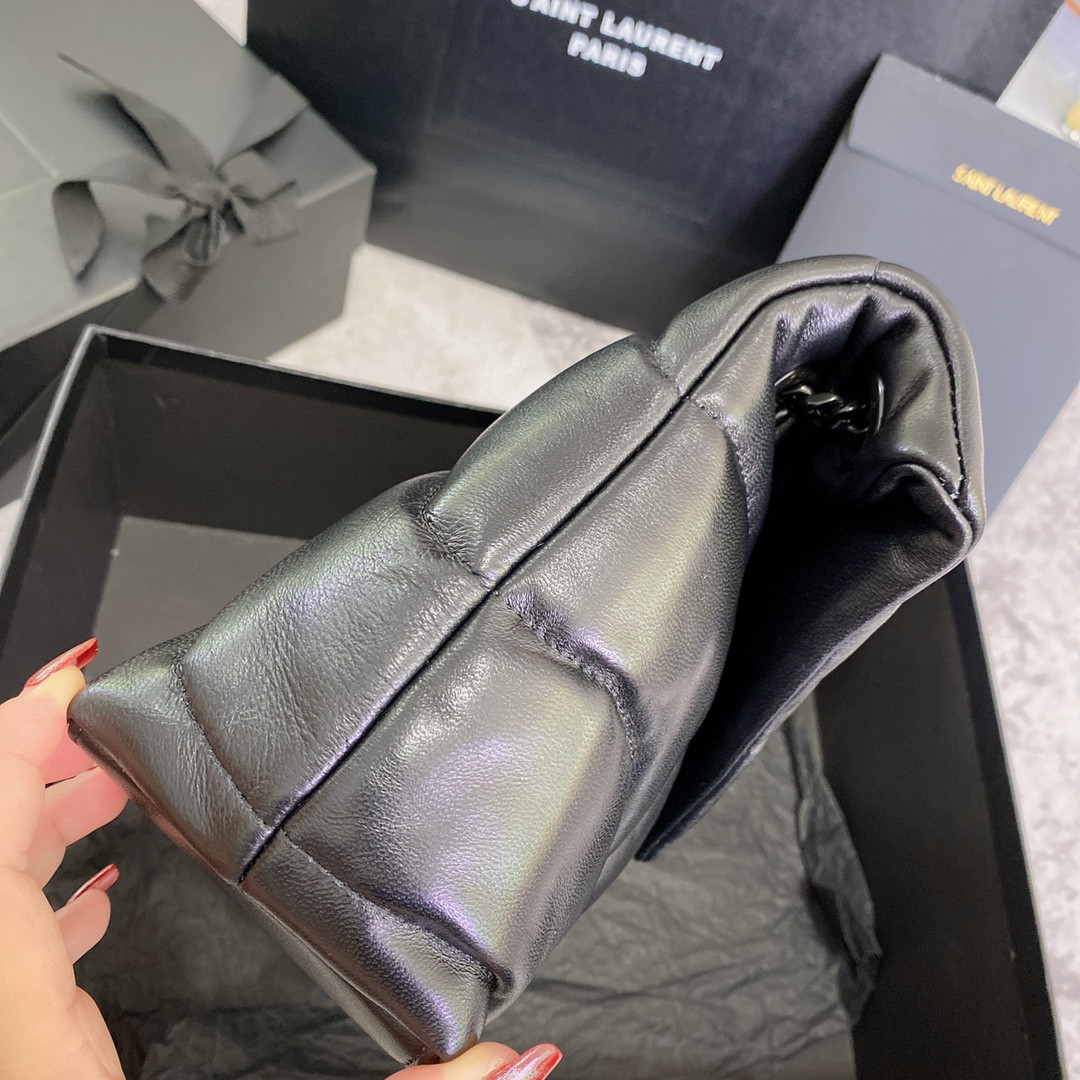 Y51 PUFFER SMALL IN NAPPA LEATHER ALL BLACK 11.4 X 6.6 X 4.3 INCHES