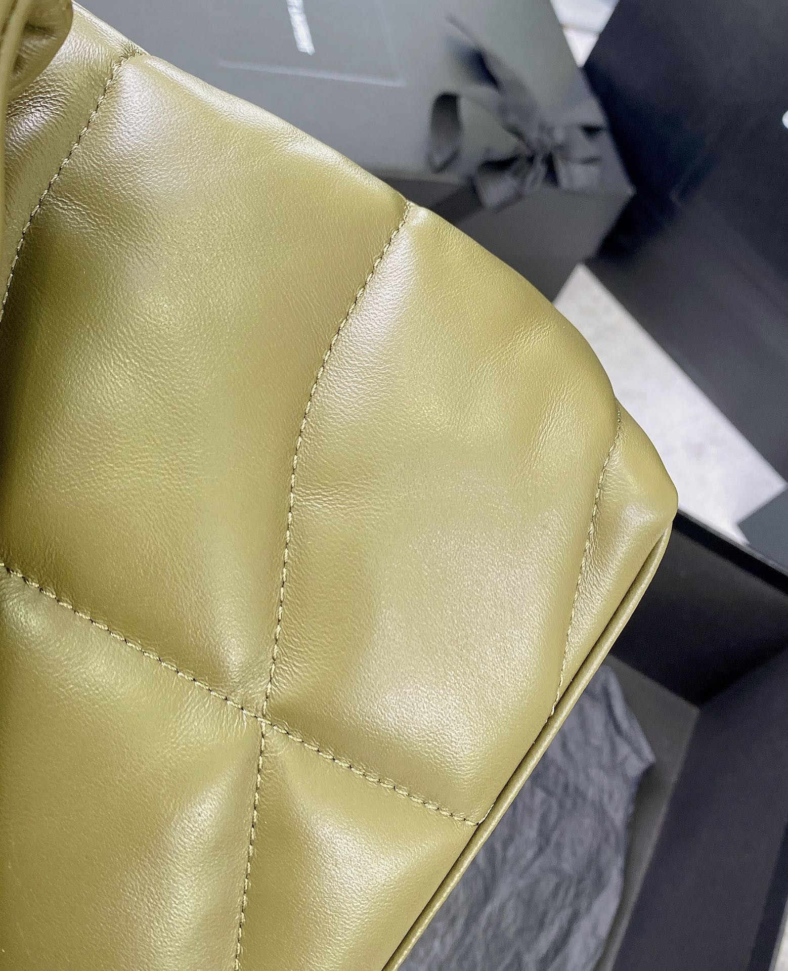 Y51 PUFFER SMALL IN NAPPA LEATHER DARK GREEN 11.4 X 6.6 X 4.3 INCHES