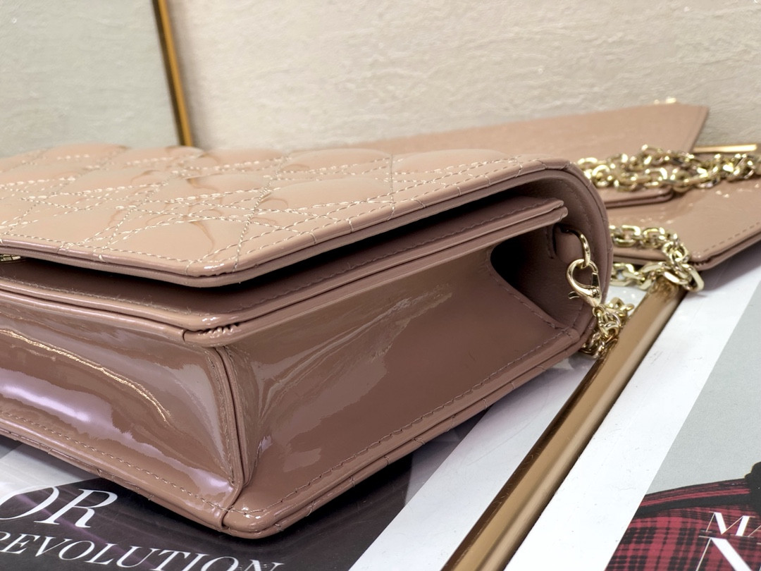 Lady D10r Pouch Rose Des Vents Cannage  8.5 x 4.5 x 1 inches